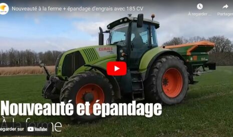 Épandre de l&rsquo;engrais avec l&rsquo;Amazone et le Claas 820 de 185 cv