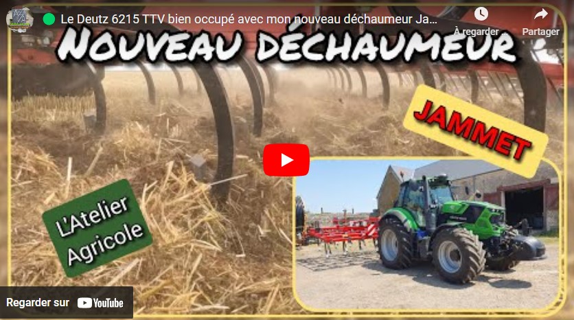 Deutz 6215 TTV et déchaumeur Jammet 6m 