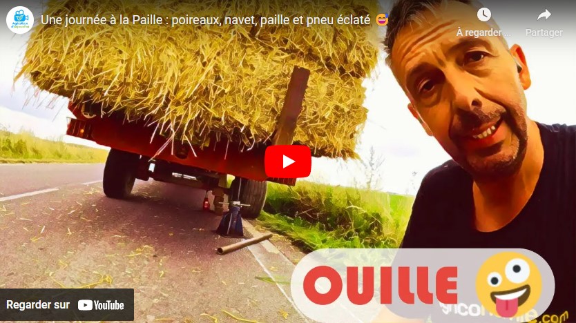 Une journée à la paille : poireaux, navet, paille et pneu éclaté 
