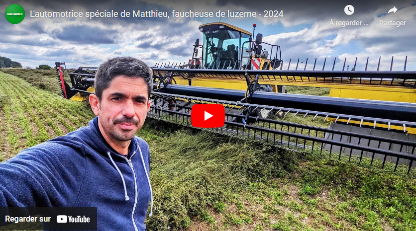 L&rsquo;automotrice spéciale de Matthieu, faucheuse de luzerne – 2024