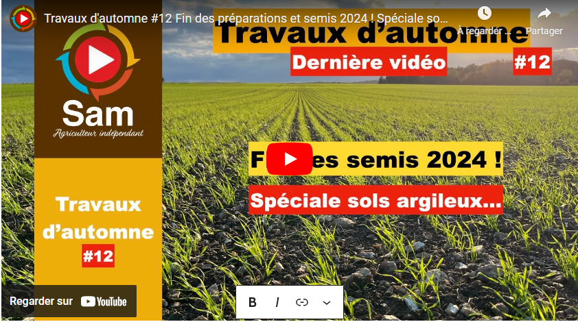 Travaux d&rsquo;automne #12 Fin des préparations et semis 2024 !