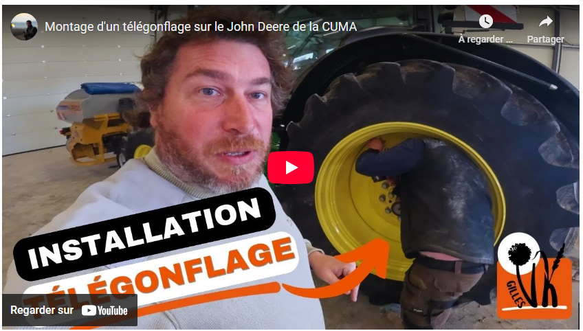 Montage d&rsquo;un télégonflage sur le John Deere de la CUMA