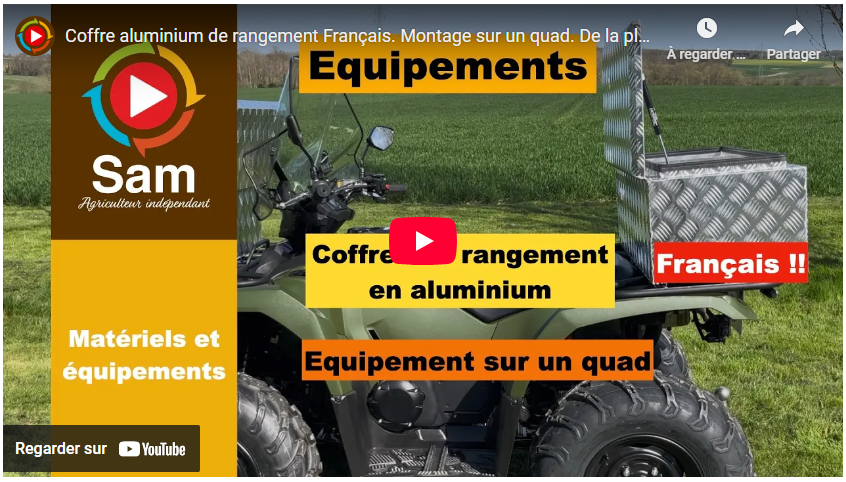 Coffre aluminium de rangement Français. Montage sur un quad. De la place , sécurisé et solide.