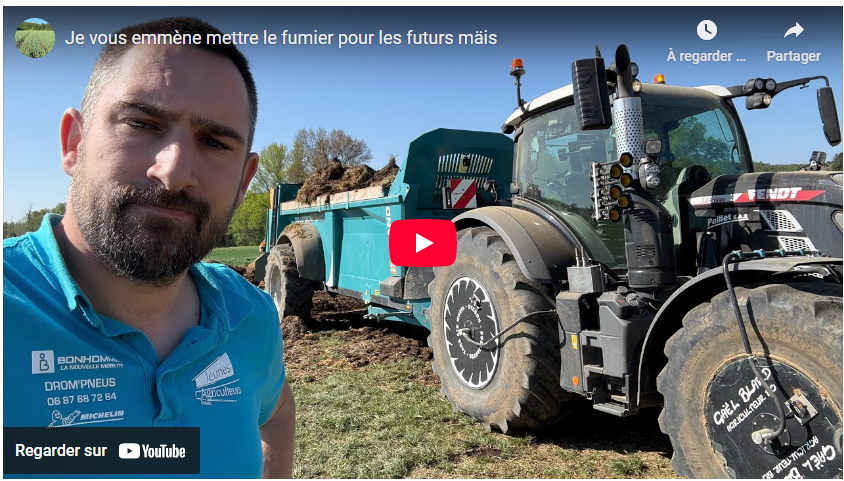 Je vous emmène mettre le fumier pour les futurs maïs